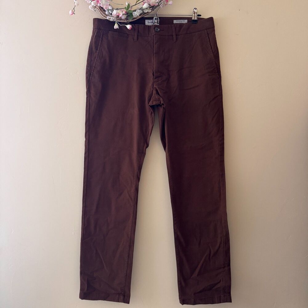 Goodfellow & Co Hennepin Tech Slim Fit Mens Pants 36Wx32L Brown Cotton NWT